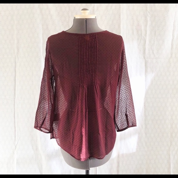 Old Navy wine clip dot sheer blouse - Picture 2 of 2